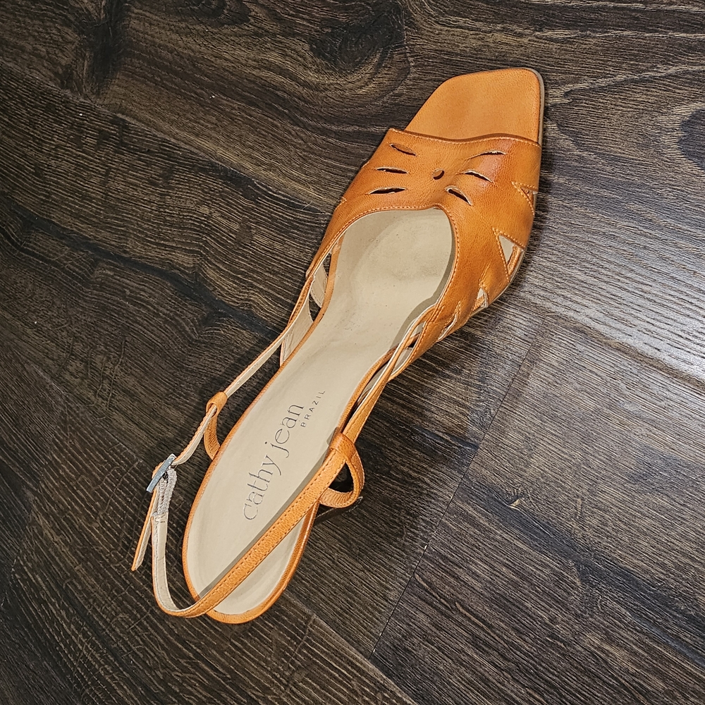 Cathy Jean Brazil Strappy Orange 4" Stilleto Heels Sandal Women's Size 9M